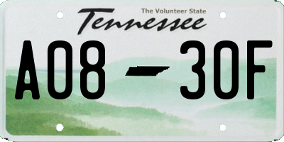 TN license plate A0830F