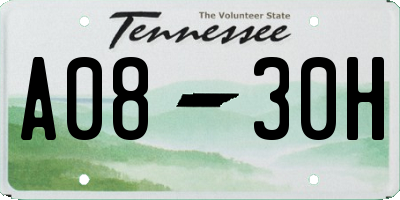 TN license plate A0830H