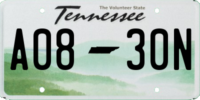 TN license plate A0830N