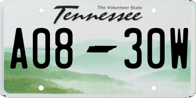 TN license plate A0830W