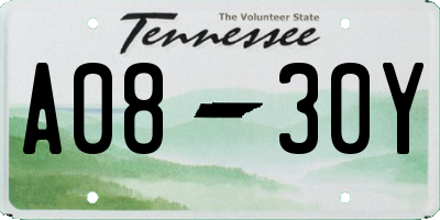 TN license plate A0830Y