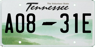 TN license plate A0831E