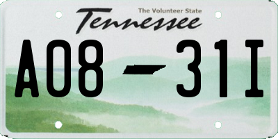 TN license plate A0831I