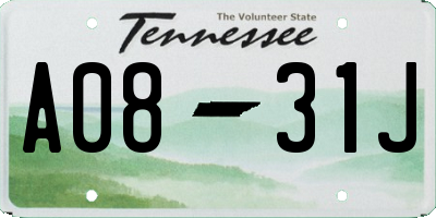 TN license plate A0831J