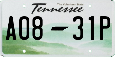 TN license plate A0831P