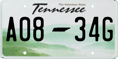 TN license plate A0834G