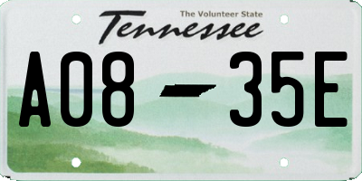 TN license plate A0835E