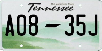 TN license plate A0835J