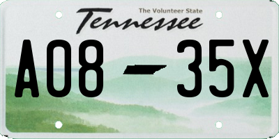 TN license plate A0835X