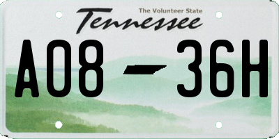 TN license plate A0836H