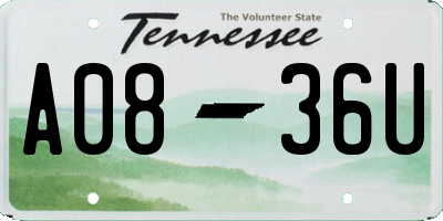 TN license plate A0836U