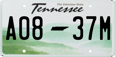 TN license plate A0837M