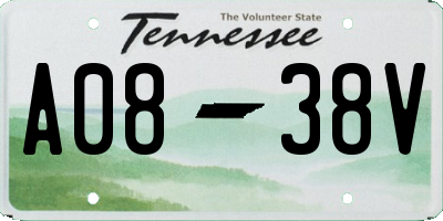 TN license plate A0838V