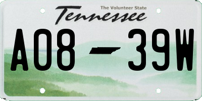 TN license plate A0839W