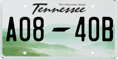 TN license plate A0840B