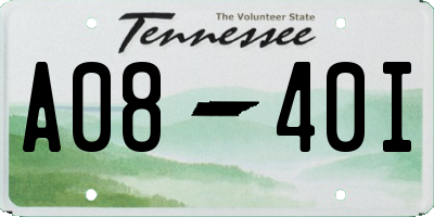 TN license plate A0840I