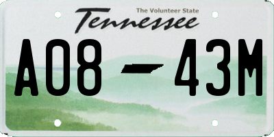 TN license plate A0843M