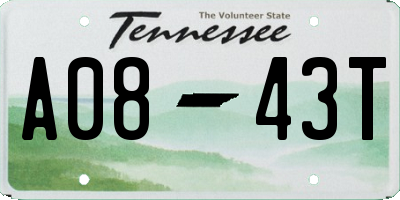 TN license plate A0843T