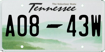 TN license plate A0843W