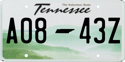 TN license plate A0843Z