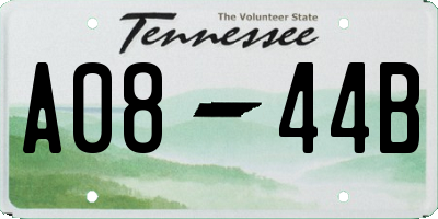 TN license plate A0844B