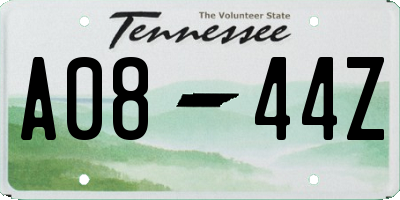 TN license plate A0844Z