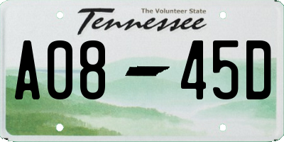 TN license plate A0845D