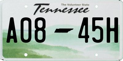 TN license plate A0845H