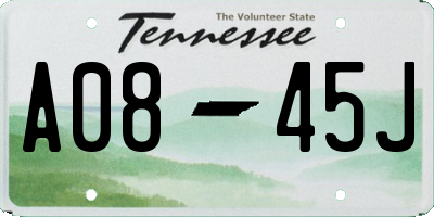 TN license plate A0845J