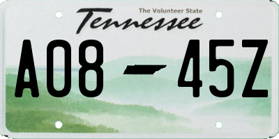 TN license plate A0845Z