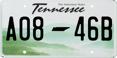 TN license plate A0846B