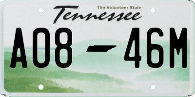 TN license plate A0846M