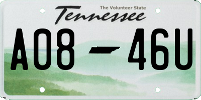 TN license plate A0846U