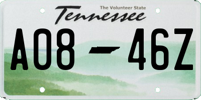 TN license plate A0846Z