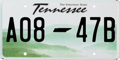 TN license plate A0847B