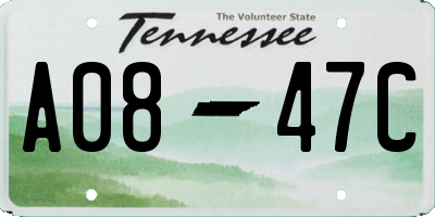 TN license plate A0847C