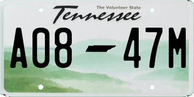 TN license plate A0847M