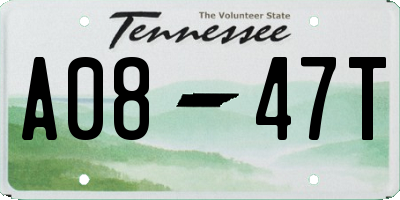 TN license plate A0847T
