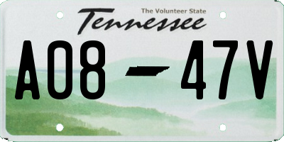 TN license plate A0847V