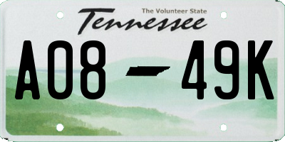 TN license plate A0849K