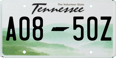 TN license plate A0850Z