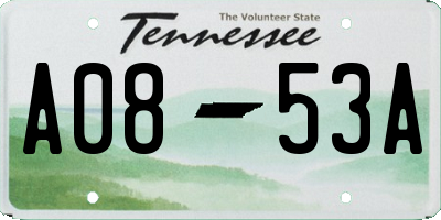 TN license plate A0853A