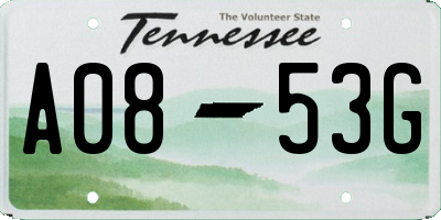 TN license plate A0853G