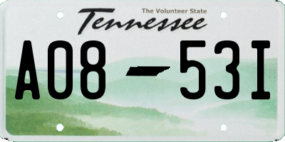 TN license plate A0853I