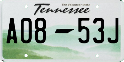 TN license plate A0853J