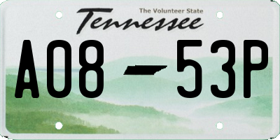 TN license plate A0853P