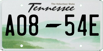 TN license plate A0854E