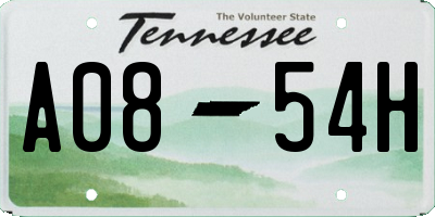 TN license plate A0854H