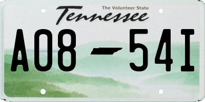 TN license plate A0854I