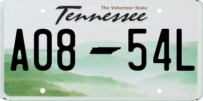 TN license plate A0854L
